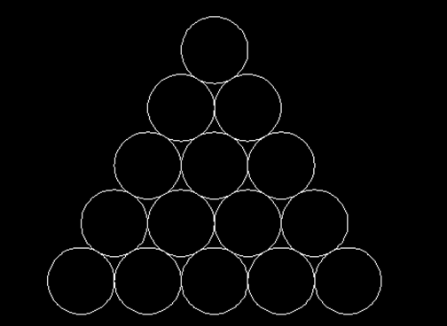 CAD正三角形中怎么画15个相切的圆