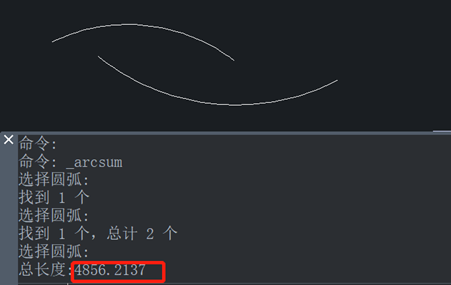 CAD中快速计算总的直线、弧长和面积