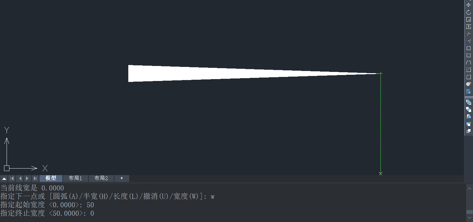 CAD中如何画粗细不同的多线段？