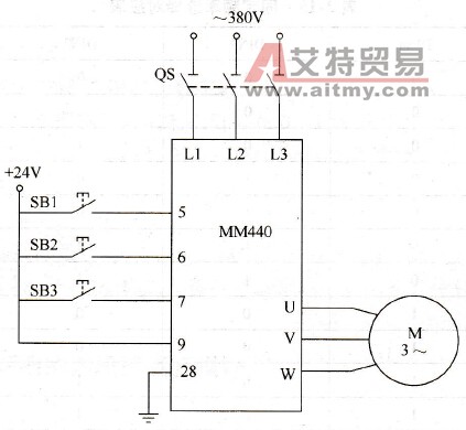 3段固定频率控制接线图