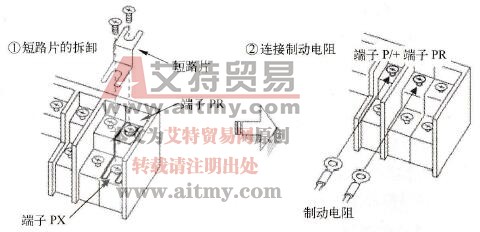 外接制动电阻的连接示意图