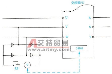没有整流式电压表测量变频器输出电压时的连接电路