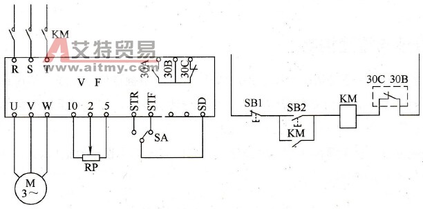 3位旋转开关控制正、反转电路