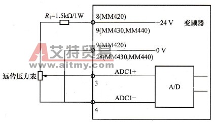 远传压力表与MM4系列变频器的接线