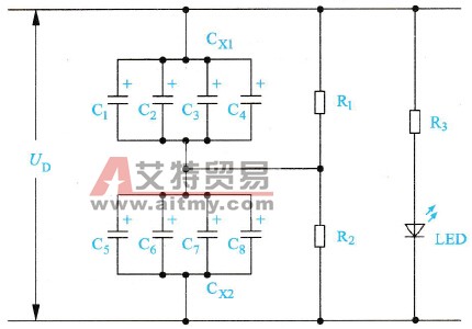 变频器的直流回路电源指示灯LED典型链接电路