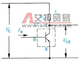 单复合管GTR放大状态时的等效电路示意图