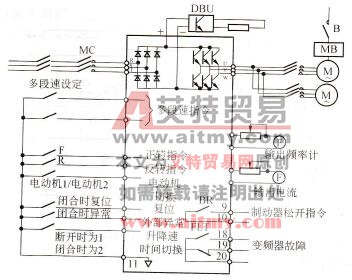 一台变频器控制两台电动机