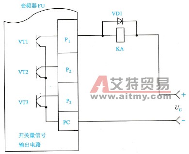 变频器内部电路采用晶体管输出开关量信号电路的典型结构