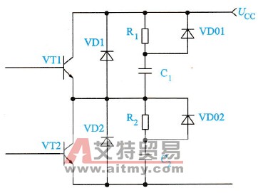 电力晶体管GTR的缓冲电路典型结构