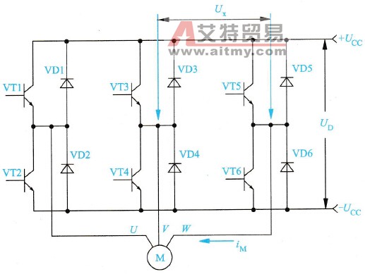 采用GTR作为变频器逆变器的典型应用电路