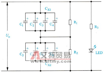 点解电容器并联后再串联与均压电阻器进行连接的方式