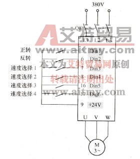  MM440系列变频器多段速端子功能的电路原理接线图