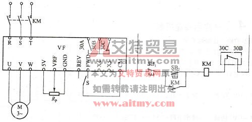 由继电器控制的正转运行电路