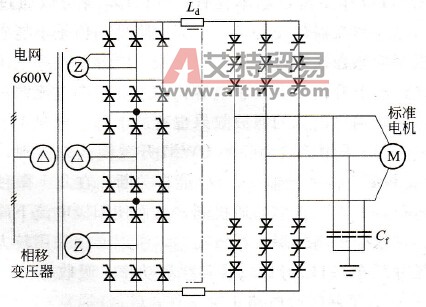  18脉冲整流器的Bulletinl557变频器的主电路拓扑结构图