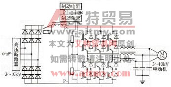 具有直流放电制动装置的IGBT直接串联高压变频器主电路图