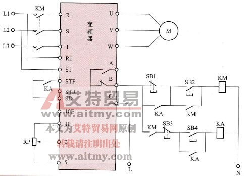 继电器控制式正转控制电路