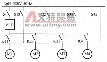 多台电动机变频控制中小功率变频器的异步切换