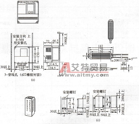 欧姆龙三种制动电阻及安装尺寸