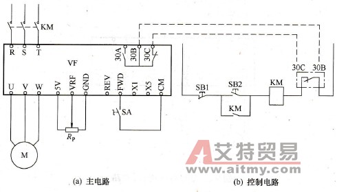 旋钮开关控制的正转运行电路