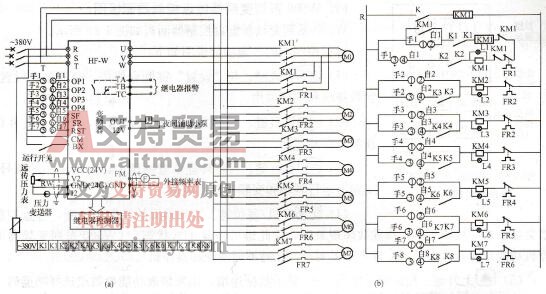 图1-87  W500系列变频器固定变频泵电路图
