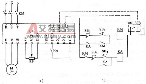 由继电器控制正转运行的电路