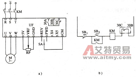 旋钮开关正反转控制电路