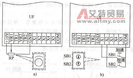 用升降速端子给定代替电位器给定