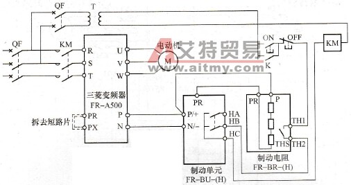 安装制动单元和制动电阻减速制动电路图