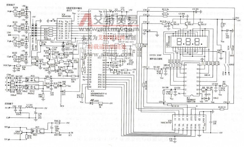 图八十二 松下DV-55116A变频器CPU电路一图