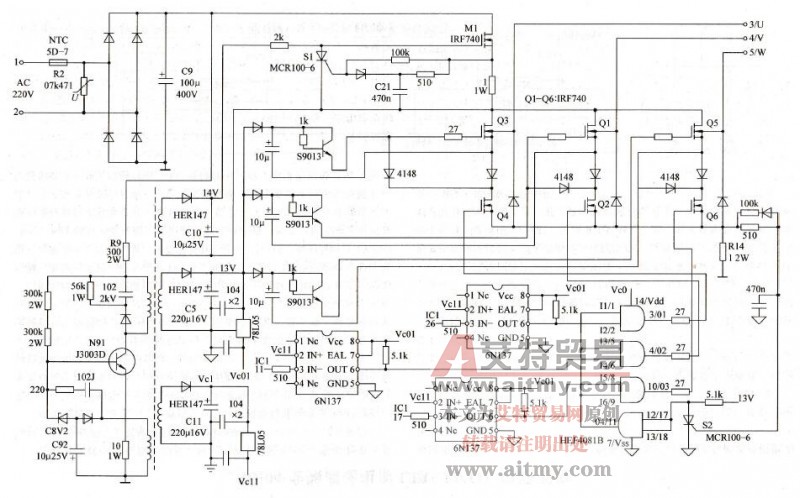 图八十五SD-04变频调速电源主电路／电源／驱动电路图