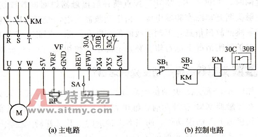 旋钮开关正反转控制电路