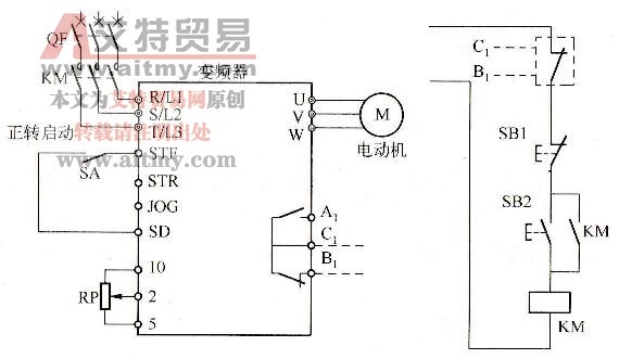 图2-53 变频器手动正转运行电路