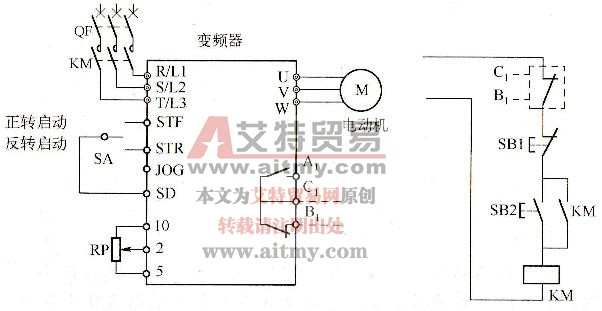 图2-58 三位旋钮开关实现正／反转控制电路