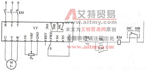 三位旋钮开关控翩正、反转电路