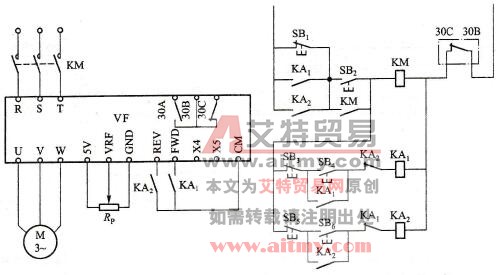 继电器控制的正反转电路