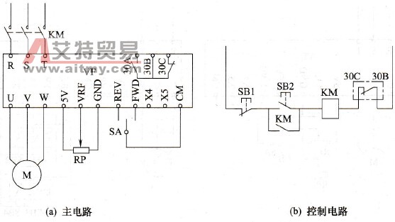 旋钮开关正反转控制电路
