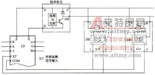 制动电阻并联时热保护的接法