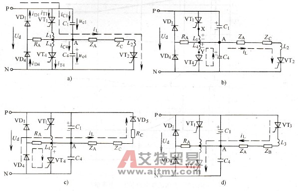 三相串联电感式电压型逆变器的换相过程