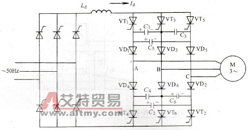 三相串联二极管式电流型变频器的主电路