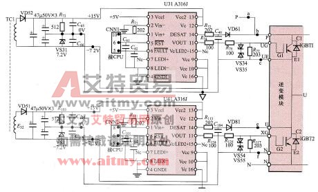 由HCPL - 316J构成的U相驱动电路