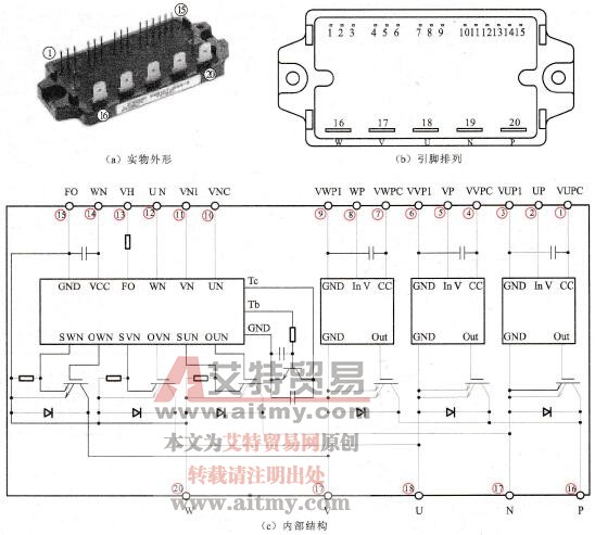 PM30CTM060型变频功率模块的实物外形、引脚排列及内部结构