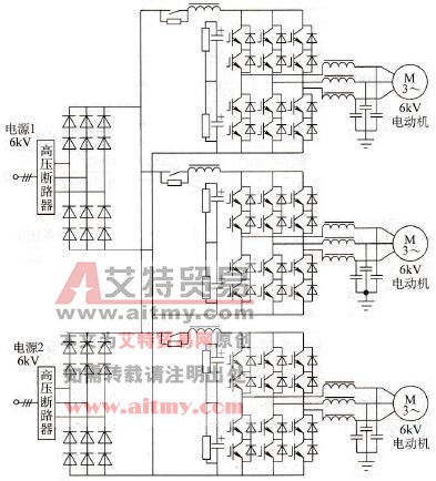 IGBT直接串联高压变频器共直流系统原理图