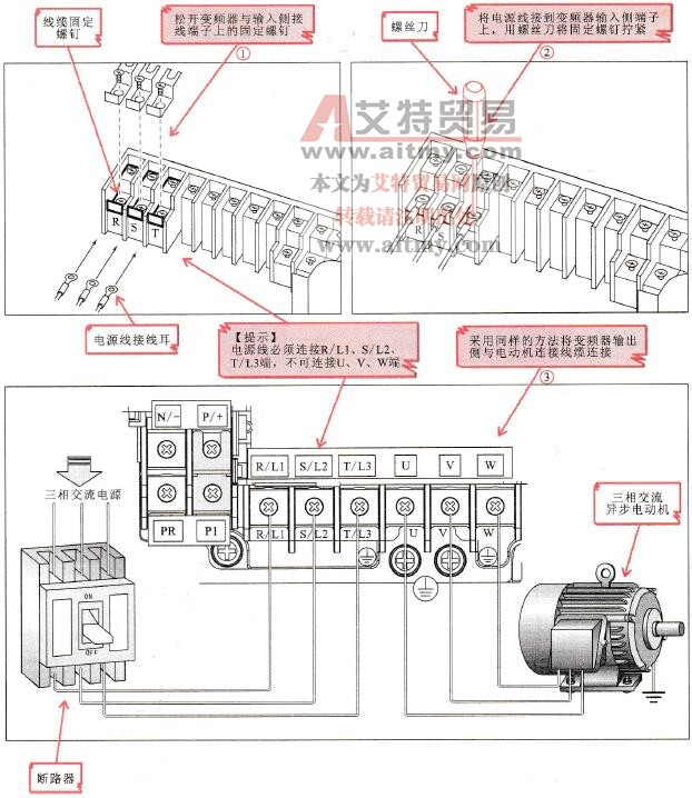 对变频器主电路进行接线