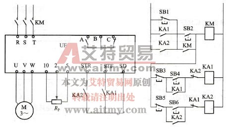 继电器控制变频器的正、反转电路