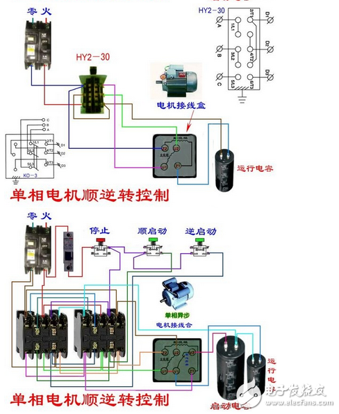 单相电机接线图实物图_单相电机正反转接线图_单相电机绕组接线图