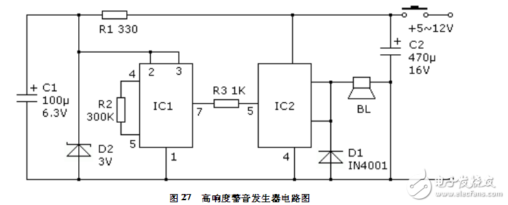 高响度警音发生器电路设计