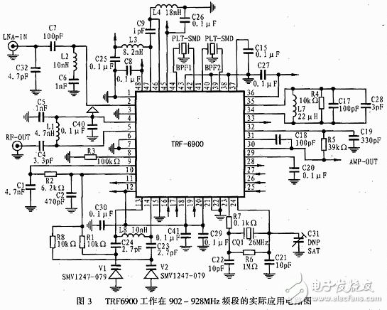 基于TRF6900单片机射频收发器电路设计