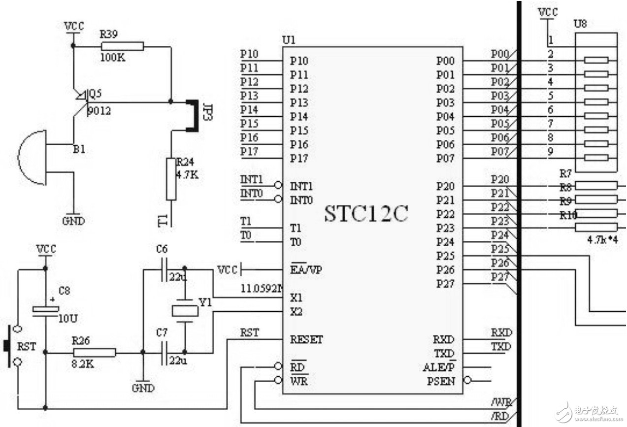 揭秘STC12C控制智能家电防盗系统应用电路