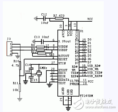 FT245BM与FPGA的USB接口电路设计