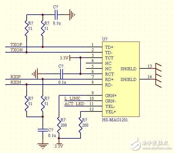 W5100网络接口电子电路设计图 —电路图天天读（160）